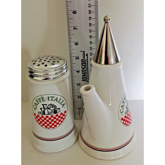 Caffe Italia Set by Himark Cheese Shaker & Ceramic Jar Coffee Vinager Oil Taiwan - Picture 2 of 14